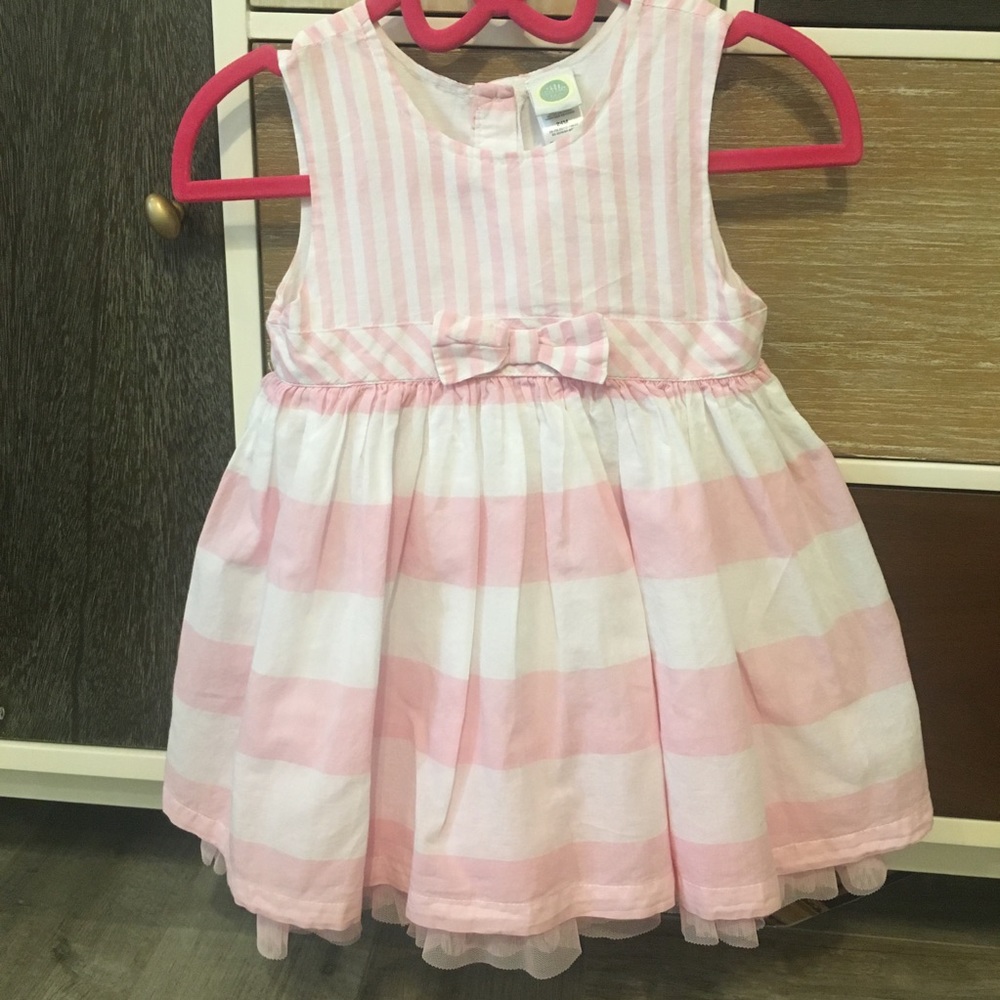 soft pink and white cotton striped dress